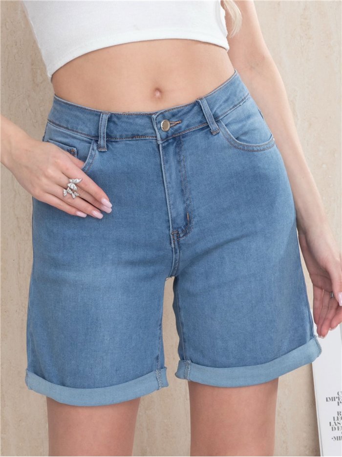 Bermuda jeans plus size com glitter e estrelas