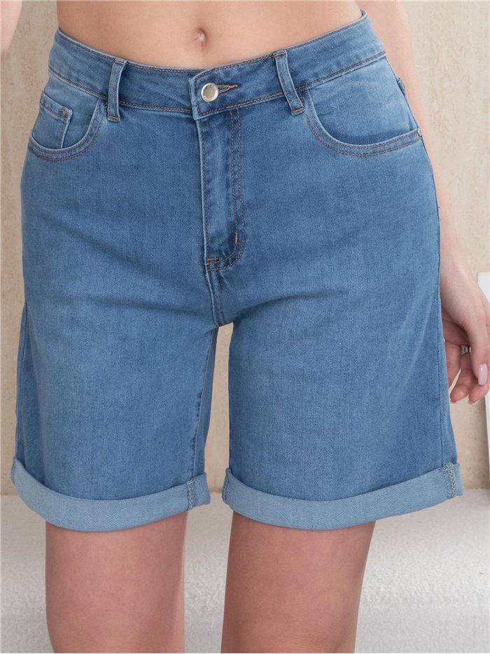 Plus size glitter wing denim bermuda shorts
