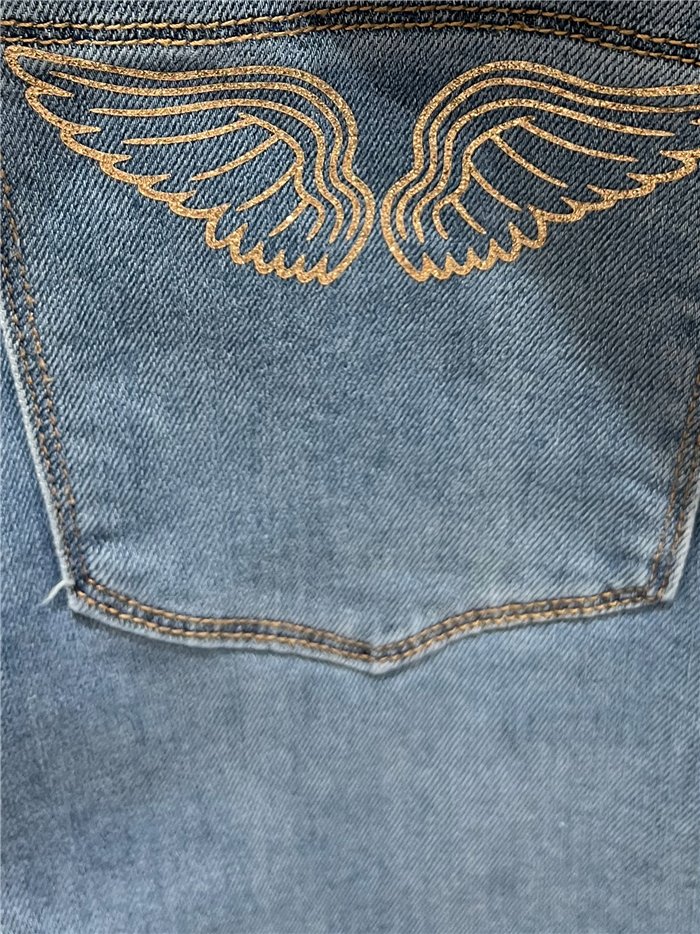 Plus size glitter wing denim bermuda shorts
