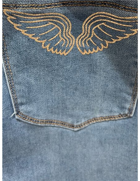 Plus size glitter wing denim bermuda shorts