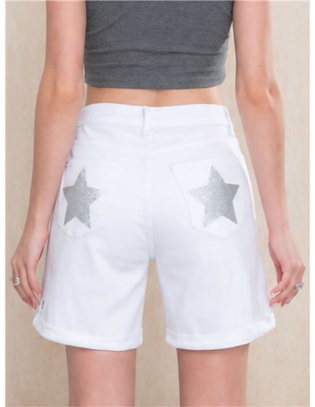 Plus size glitter star pocket bermuda shorts