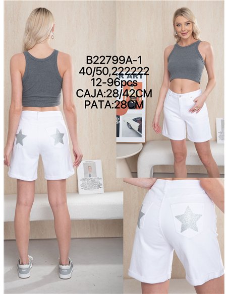 Plus size glitter star pocket bermuda shorts