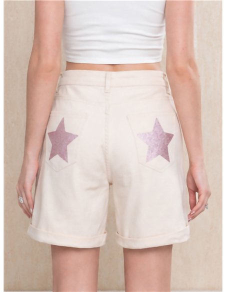 Bermuda plus size com glitter e bolsos.