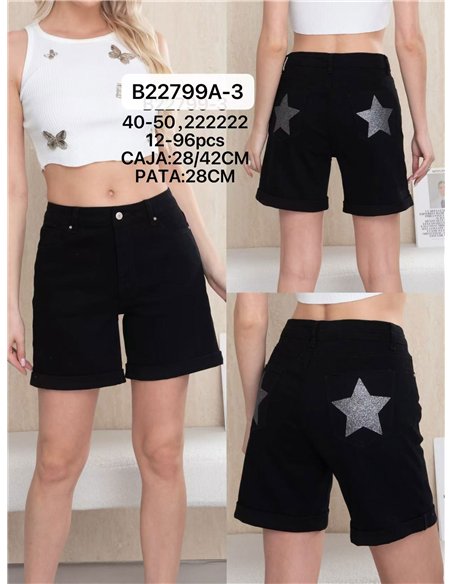 Bermuda plus size com glitter e bolsos.