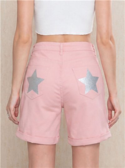 Bermuda plus size com glitter e bolsos.