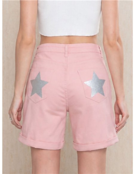 Plus size glitter star pocket bermuda shorts