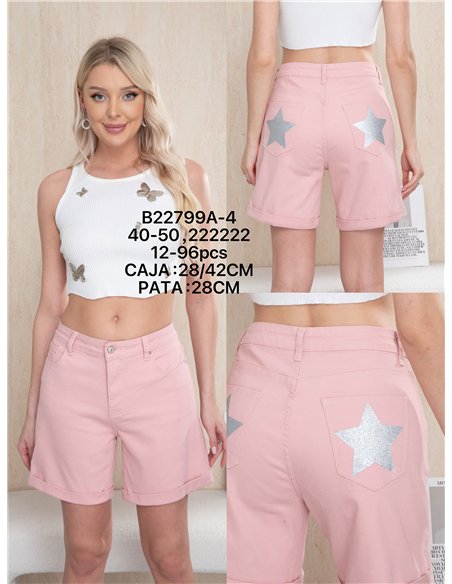 Plus size glitter star pocket bermuda shorts