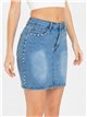 Minissaia jeans com tachas