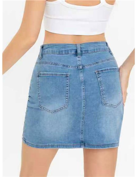 Minissaia jeans com tachas