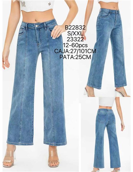 Front seam wide leg jeans