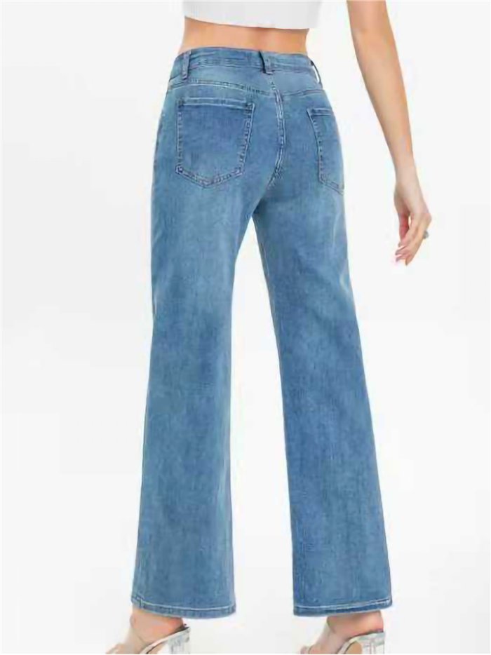 Front seam wide leg jeans