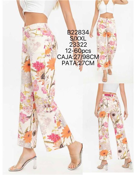 Floral print wide leg jeans