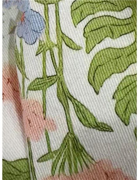 calça jeans de perna larga com estampa floral