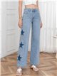 Side star wide leg jeans with studs