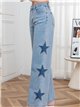 Side star wide leg jeans with studs