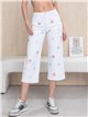 Embroidered flower culotte jeans