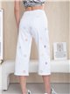 Embroidered flower culotte jeans