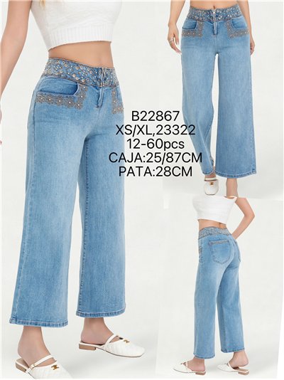 Calça jeans étnica bordada 2