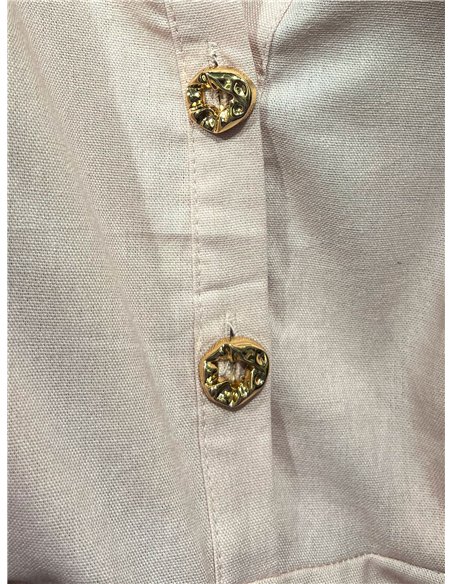 Vestido midi de linho com cinto