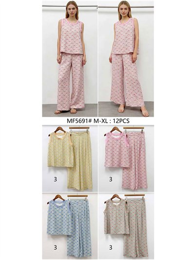 Conjunto de blusa floral e calça palazzo 2