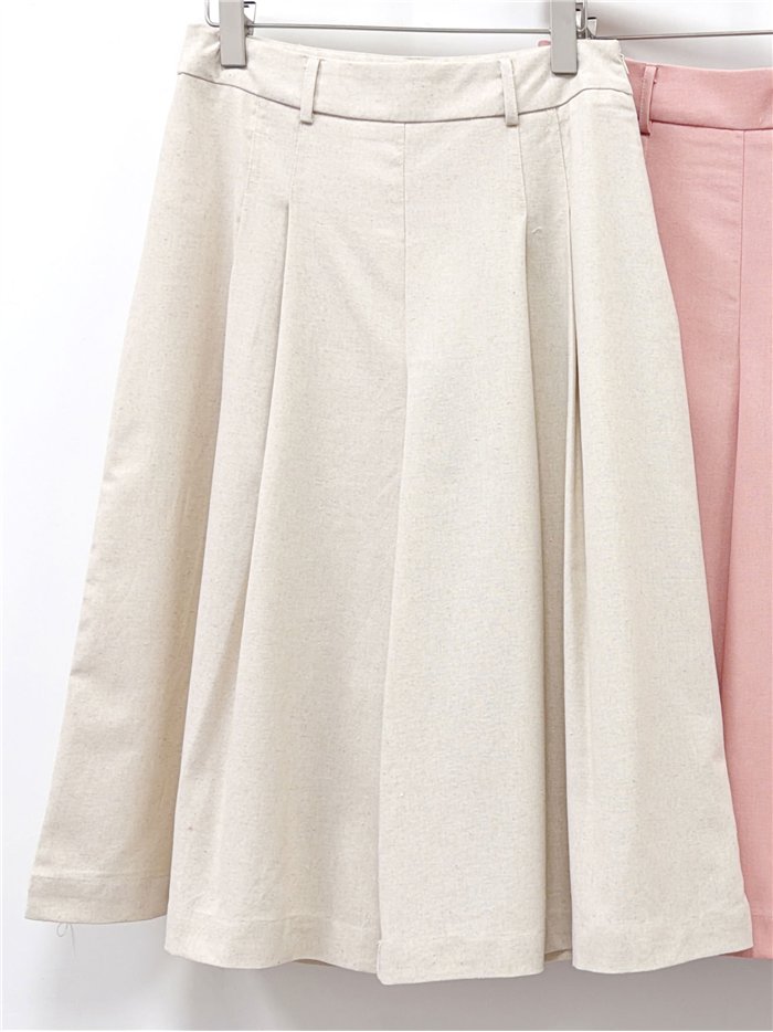 Pleated linen look culotte trousers