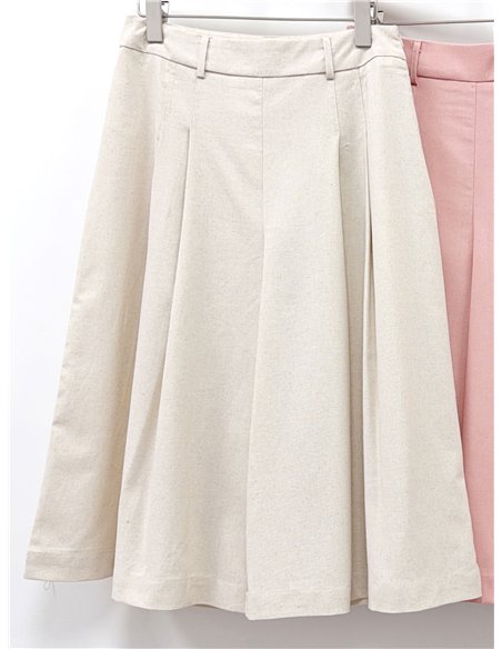 Pleated linen look culotte trousers