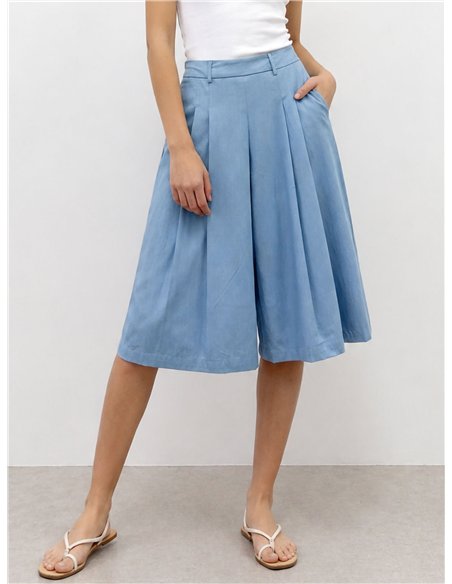 Calças culote de pernas largas com pregas