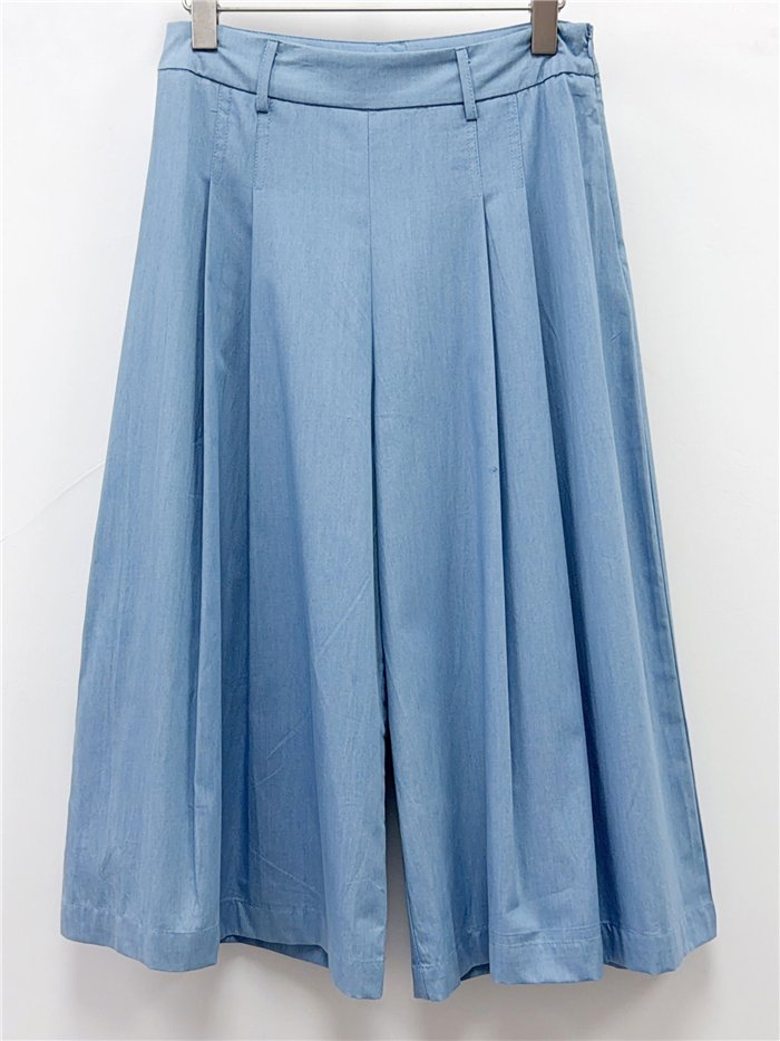 Calças culote de pernas largas com pregas