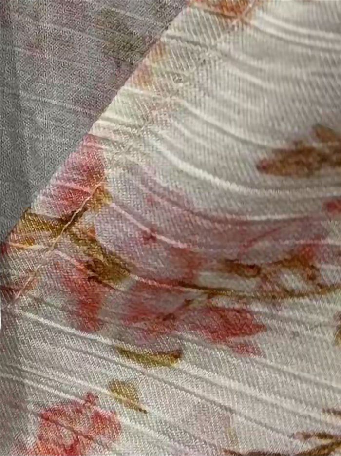 Vestido longo floral com efeito linho e cinto.