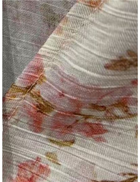 Vestido longo floral com efeito linho e cinto.