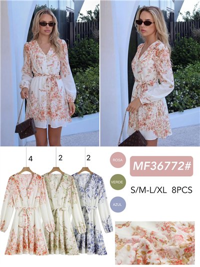 Vestido curto com estampa floral em efeito linho 2