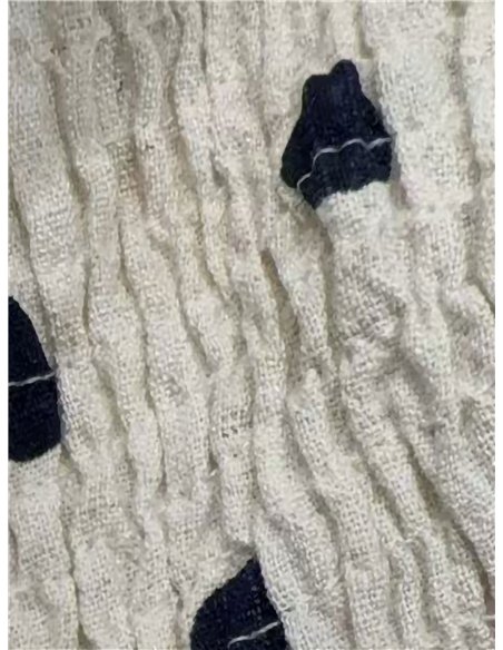 Vestido longo de bolinhas com cintura de crochê