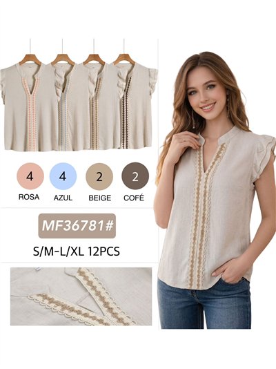 Blusa de linho sem mangas com bordado. 2