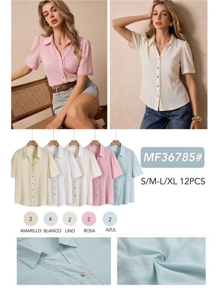 Short sleeve linen-look shirt