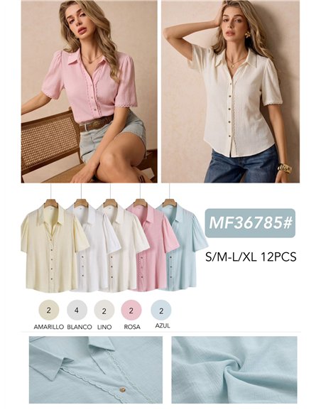 Short sleeve linen-look shirt