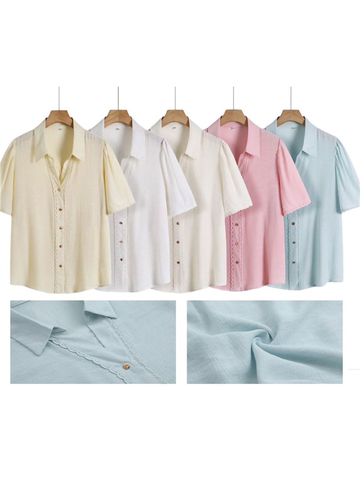 Short sleeve linen-look shirt
