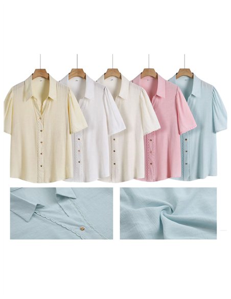 Short sleeve linen-look shirt