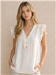 Sleeveless ruffle linen-look blouse