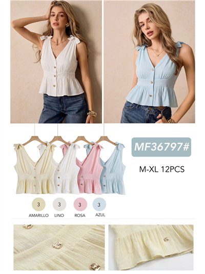 Regata com efeito linho e amarrações 2