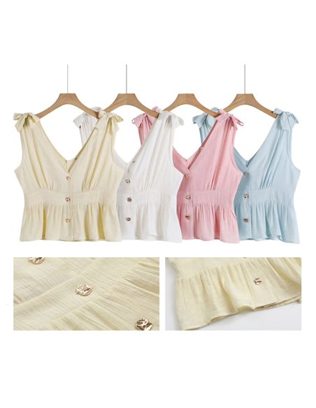 Regata com efeito linho e amarrações