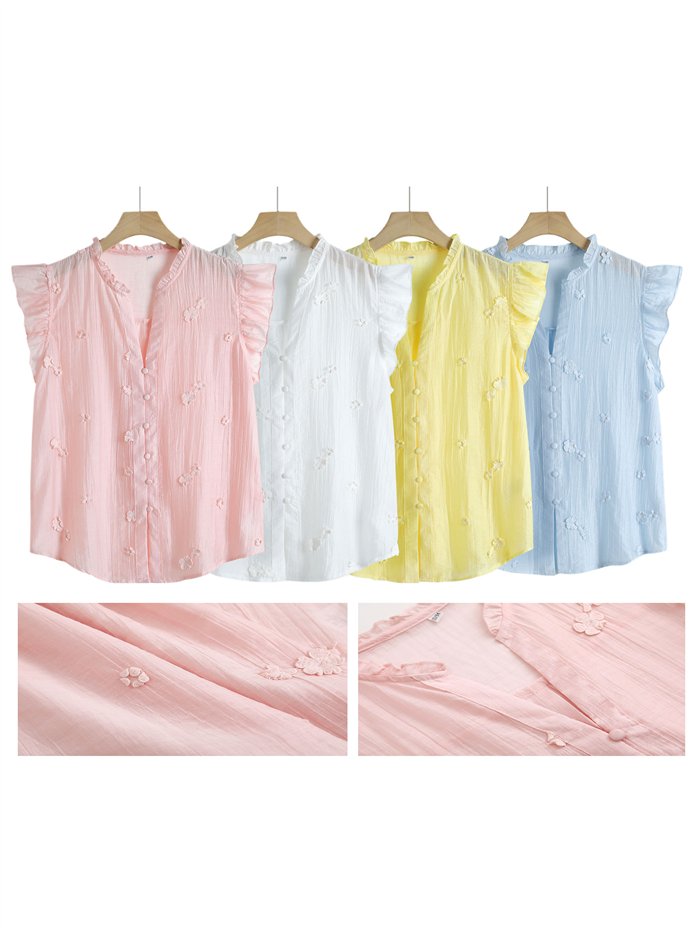 Blusa sem mangas com flores bordadas