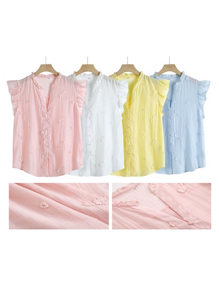 Blusa sem mangas com flores bordadas