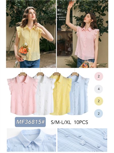 Camisa sem mangas com flores bordadas 2