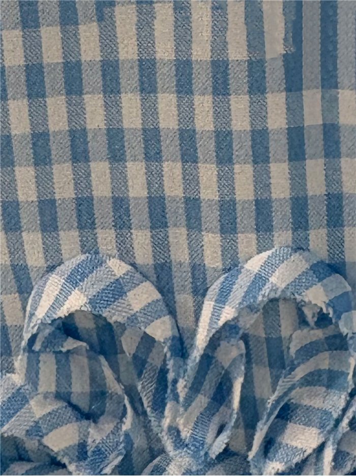 Blusa Vichy bordada com flores franzidas