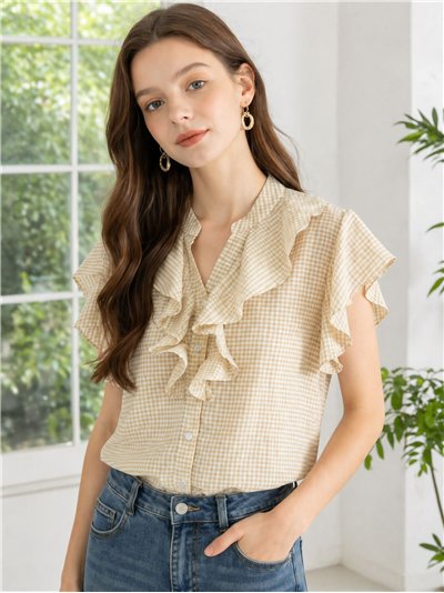 Blusa xadrez vichy com babado