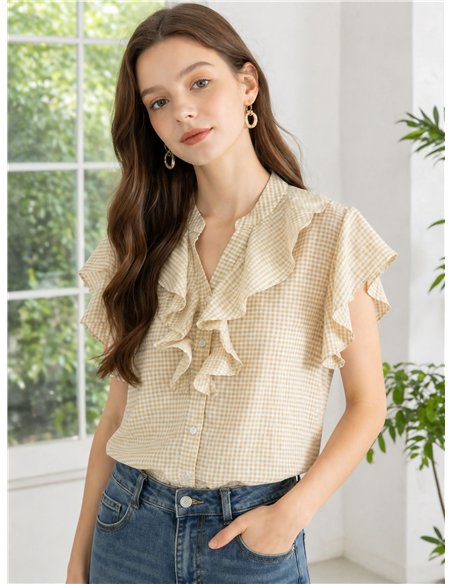 Blusa xadrez vichy com babado