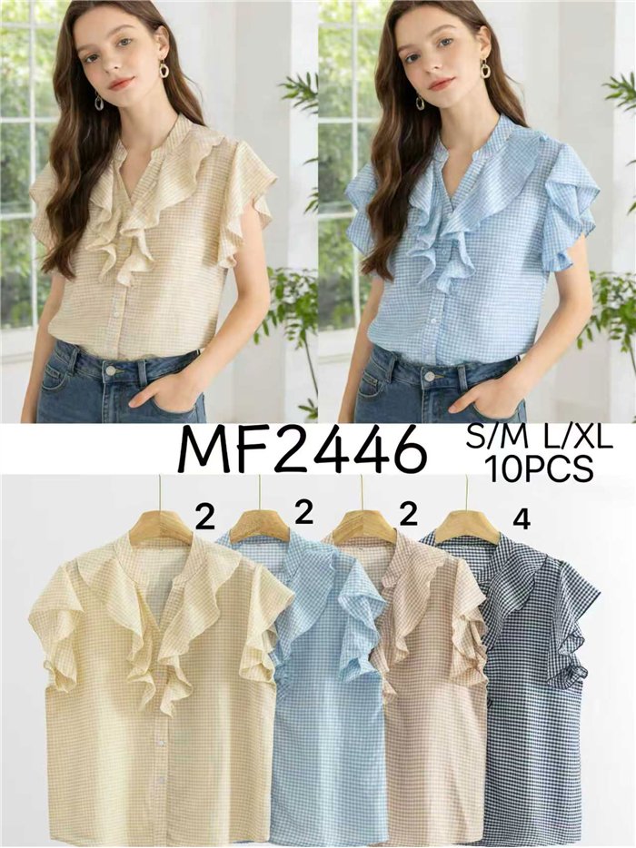 Blusa xadrez vichy com babado