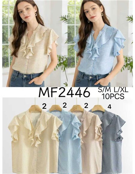 Blusa xadrez vichy com babado