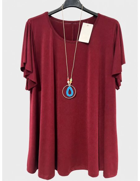 Blouse en lycra à manches volantées grande taille | ZD-7115-SMOOTH | B2B