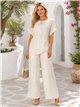 Conjunto plus size: blusa fluida com botões e calça reta de pernas largas